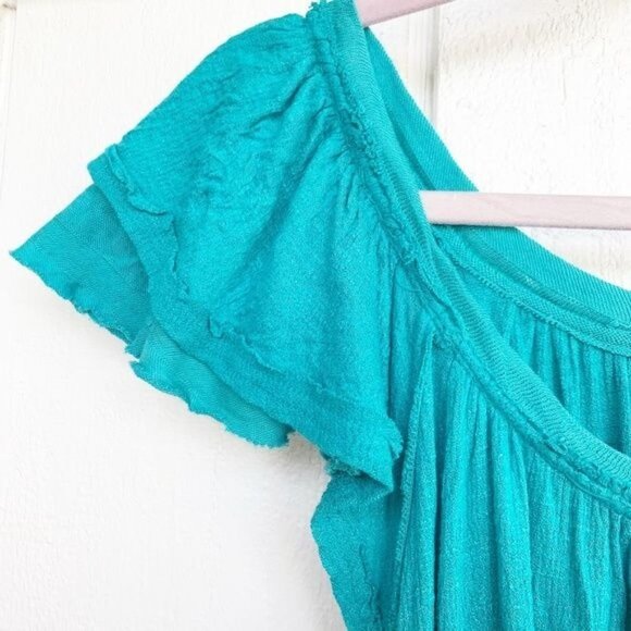 Free People Blue Ruffle Blue Tank Top Women's Size Small S - Picture 4 of 6